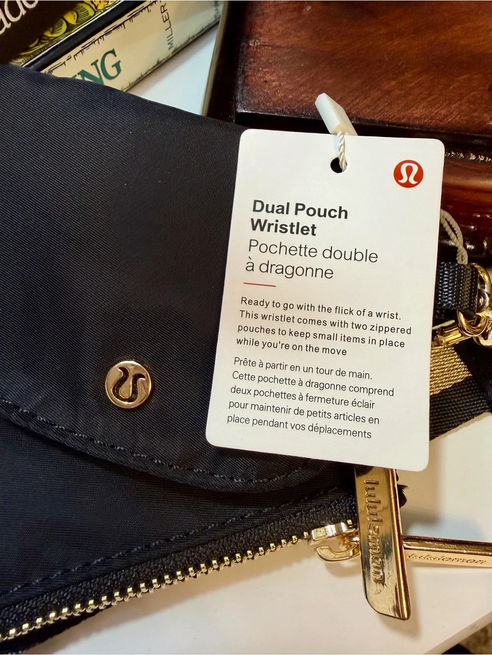 LULULEMON Black Dual Pouch Wristlet Keychain Unisex